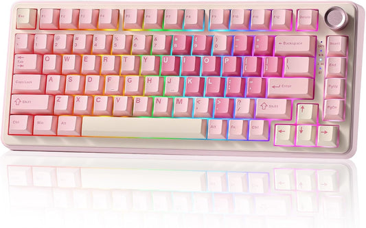 YUNZII B75 PRO 75% Wireless Mechanical Keyboard (Pink,MilkV2)