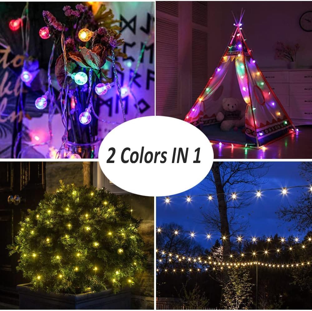 Mocalido 40ft Globe String Lights Battery Operated Outdoor, 80 LEDs Hanging Lights with Remote, Warm White & Multicolor Waterproof for Outside Indoor Camping Tent Decor