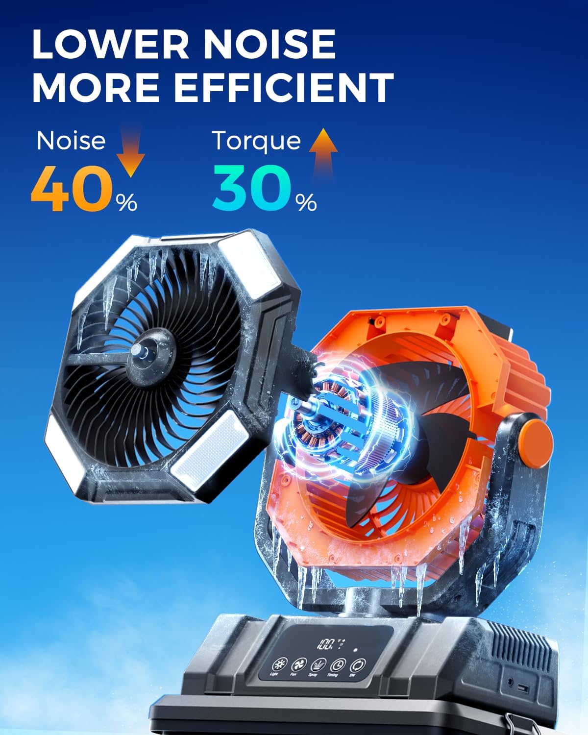 40000mAh Misting Fans for Outside, 15L Large Tank Portable Misting Fan, Battery Powered Outdoor Mister Fan with Remote & LED Light, Wide 270° Coverage for Camping Patio Backyard
