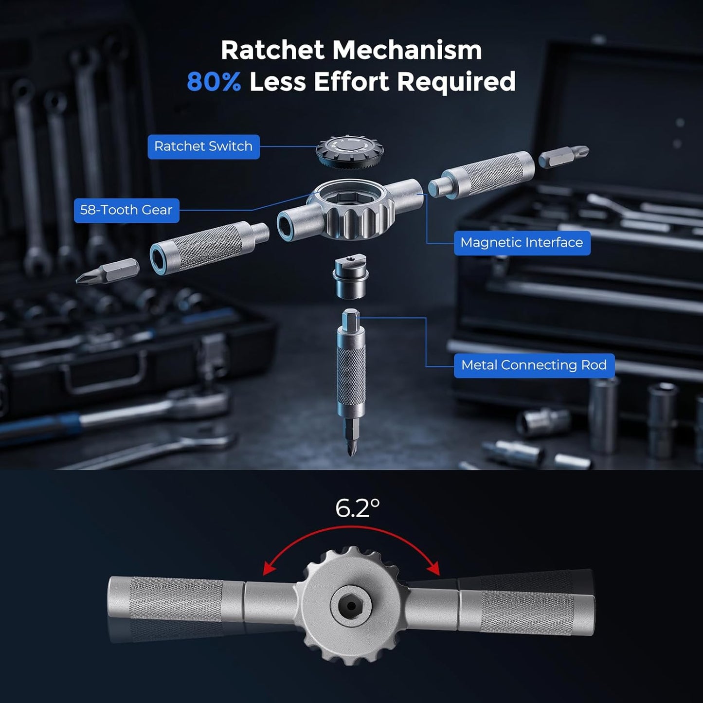 64 IN 1 Magnetic Ratchet Screwdriver Set, T Handle Ratchet Screwdriver Kits with S2 Steel Bits for Home Daily Repair, Precision Electrical Appliance Repair, for Men Husband