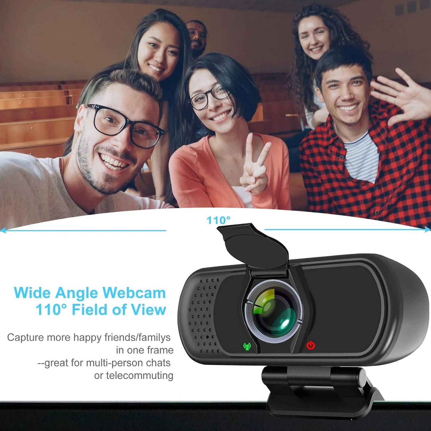 XPCAM HD 1080p Webcam with Microphone,USB Web Camera for Computer PC Laptop | PC Webcam with Cover/Tripod,110°FOV Wide Angle,Plug&Play Streaming Computer Camera for Laptop Mac Zoom,Teams,Twitch Gaming