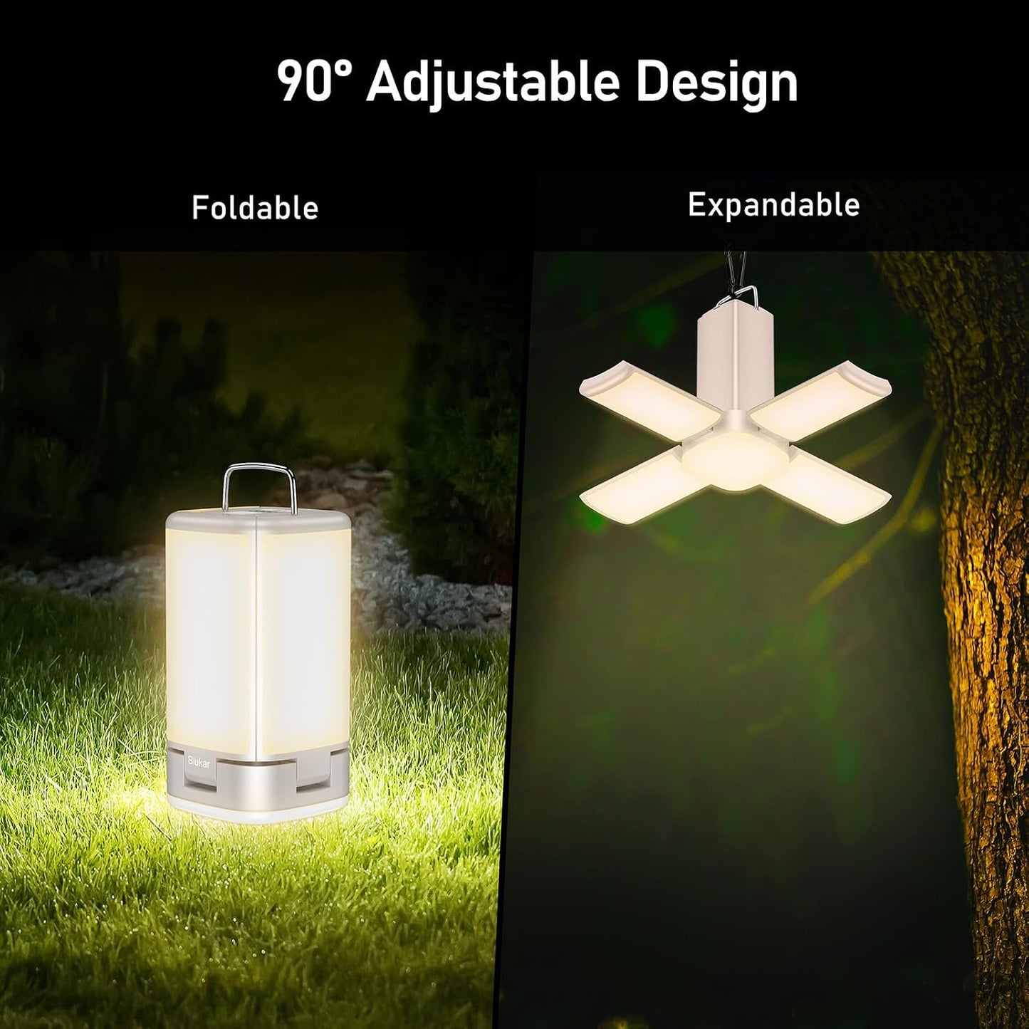 Blukar 116 LED Camping Lantern Rechargeable, Super Bright Camping Lights | 7 Lighting Modes, Innovative Foldable & Expandable Design, Long-Lasting Portable Tent Lamp for Power Out, Emergency,Hurricane