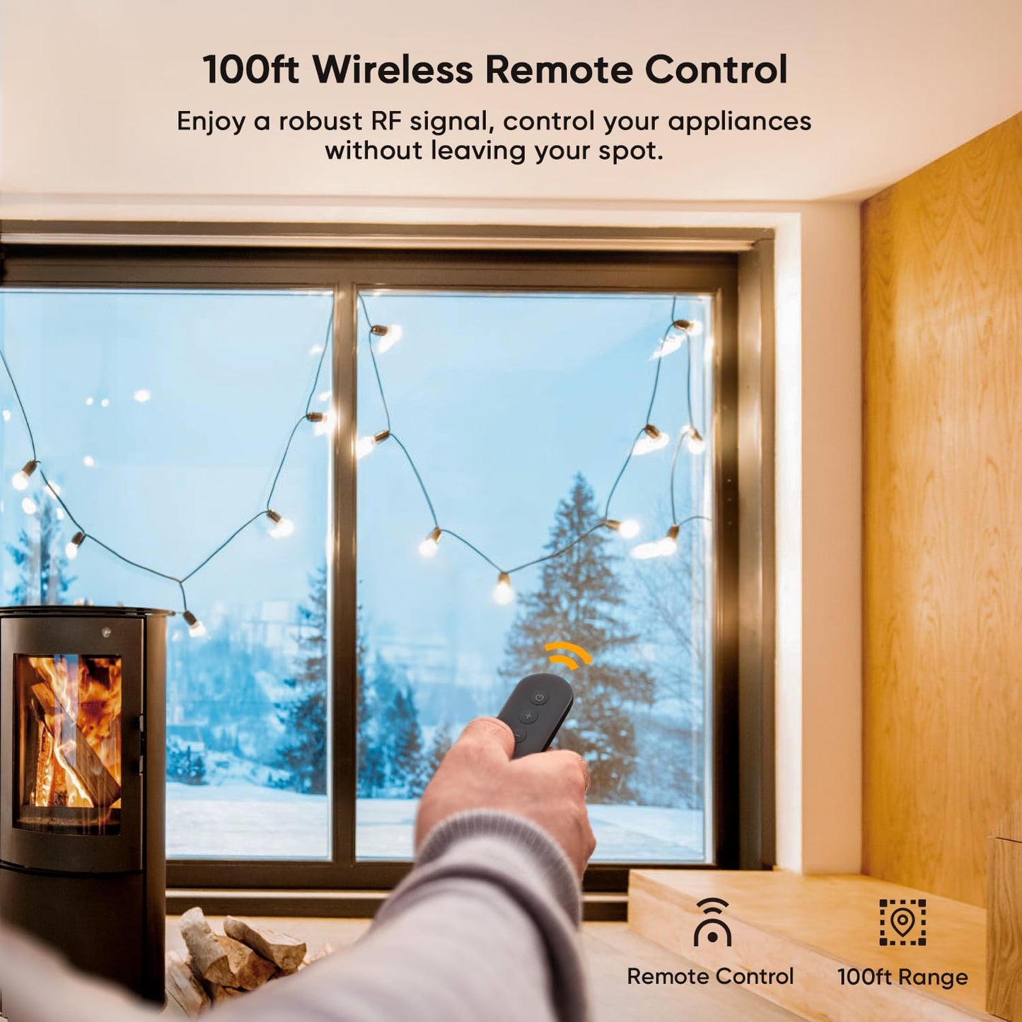 TREATLIFE Dimmer Plug with 100FT Wireless Remote Control, IP44 Weather Resistance, Outdoor Dimmer for String Lights, Lamps, Patio Lights, Max Power 400W