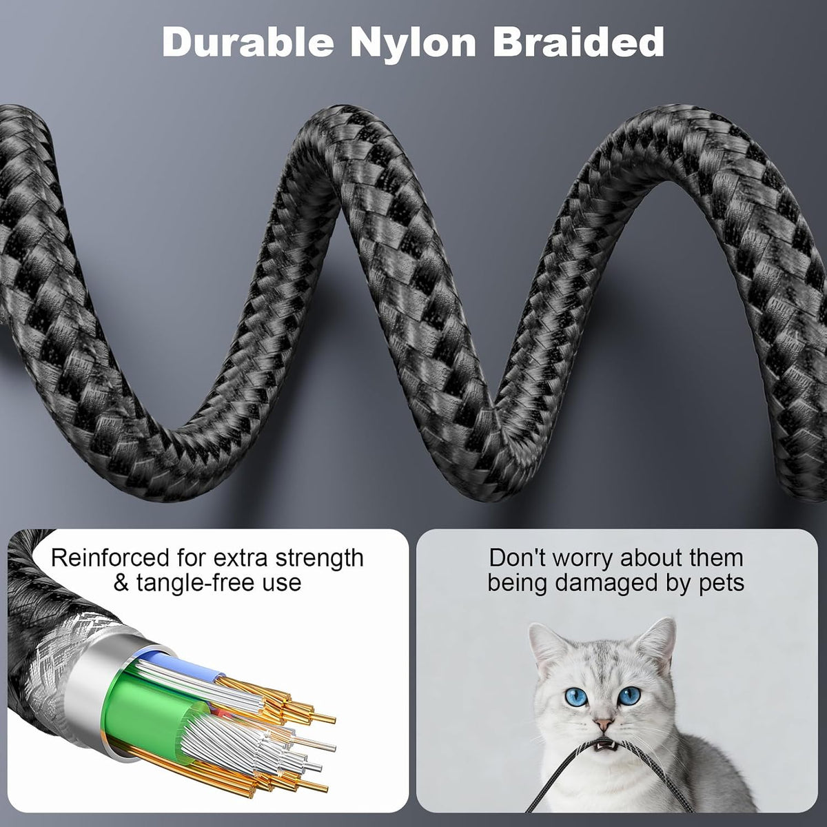 USB C Cable 3ft 2Pack Coiled USB C to C Fast Charging Cable Nylon Braided