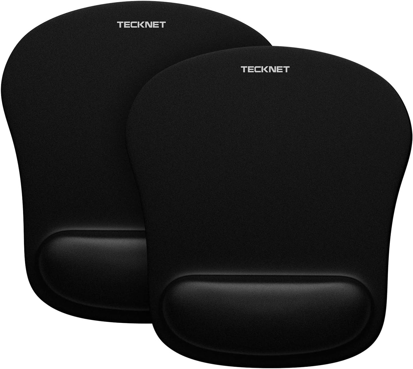 TECKNET 2 Pack Gaming Ergonomic Mouse Pad with Wrist Support Black | Soft Memory Foam, Fast Rebound, Pain Relief，Waterproof Surface, Non-slip Base