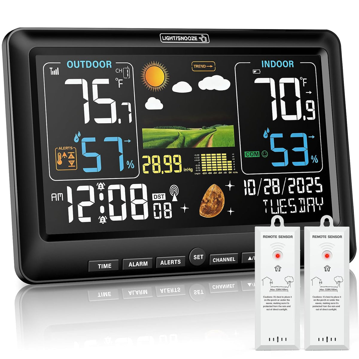 BluSon Weather Station Wireless Indoor Outdoor Thermometer with 2 Sensors