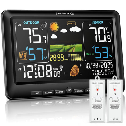 BluSon Weather Station Wireless Indoor Outdoor Thermometer with 2 Sensors