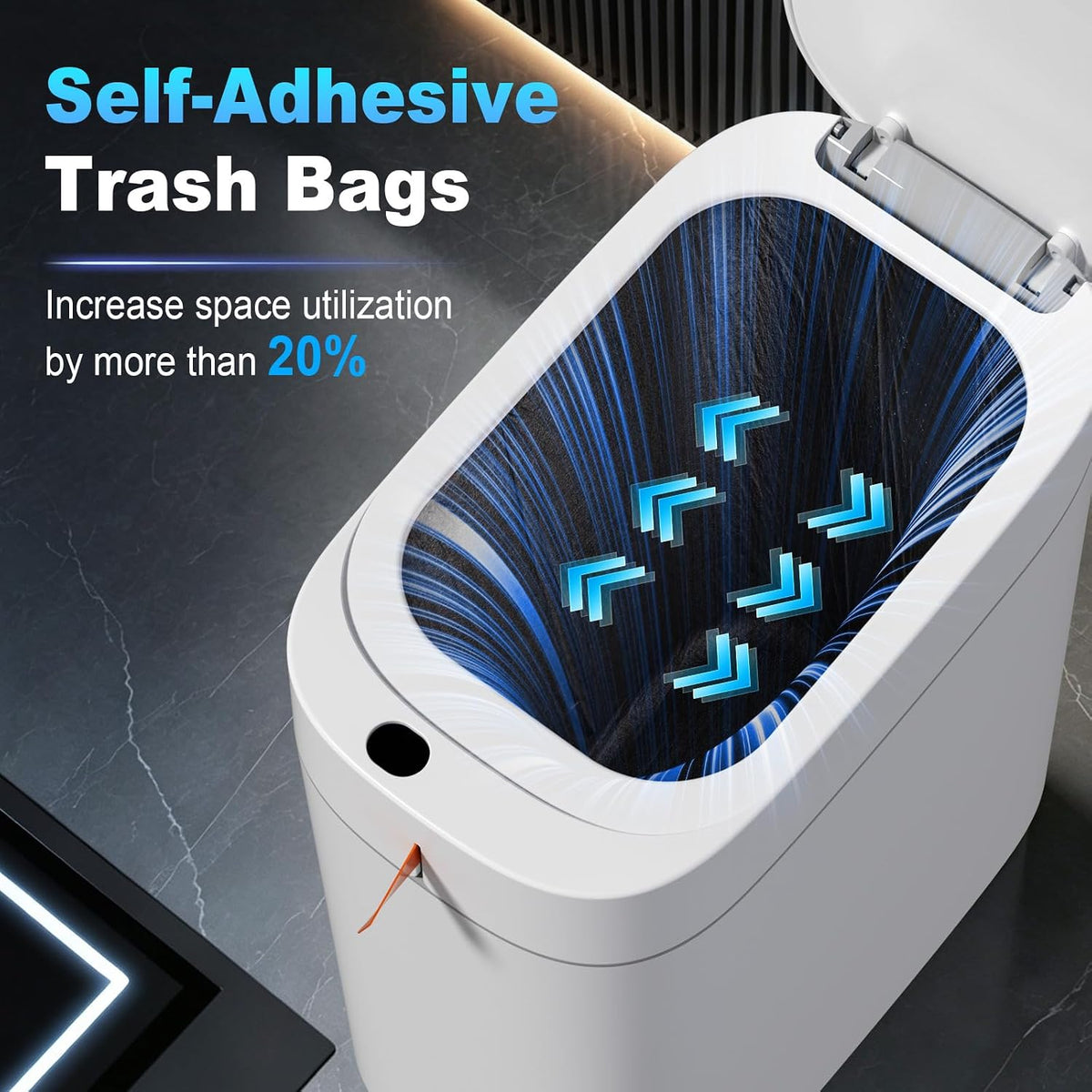 MOPUP Bathroom Trash Can,Includes 180 Drawstring Trash Bags.