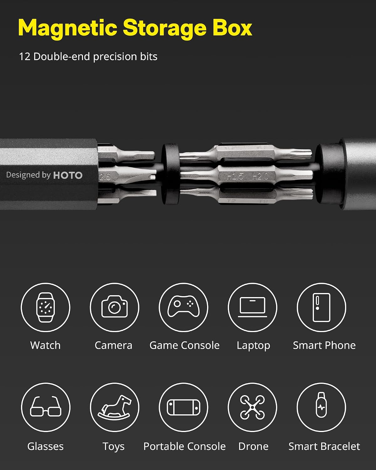 HOTO 24 in 1 Mini Screwdriver Set, Eyeglass Repair Kit, Slate Grey | Magnetic Torx Bit Set, EDC Pen Screwdriver for Electronics, Watches, Phones, Laptops, Cameras, Gadgets for Men