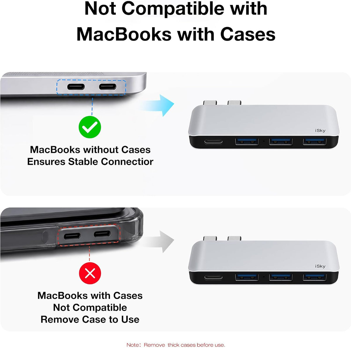 iSky Dual USB-C Hub for MacBook Air, Pro & Neo, 4-in-2 Adapter, 100W PD