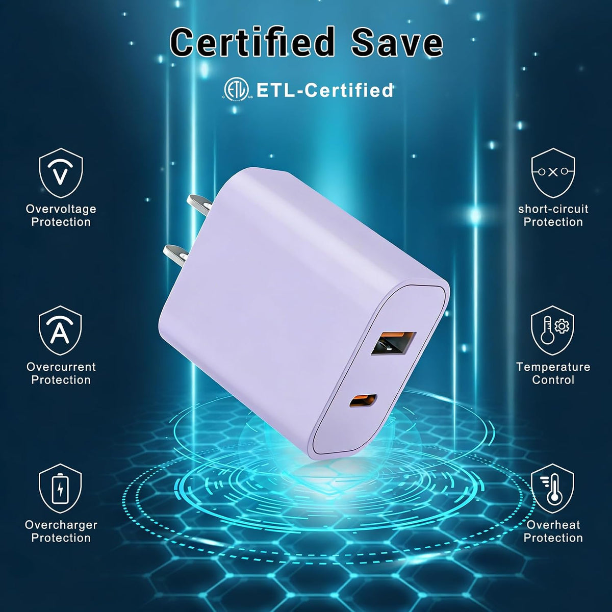 iPhone 18 17 16 15 Charger Fast Charging Type C USB C Chargers Purple