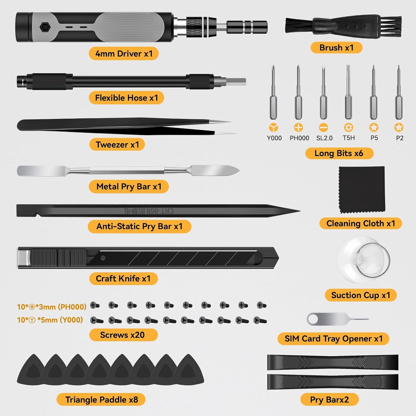 166 in 1 Precision Screwdriver Set: Magnetic Electronics Repair Kit with Extension Rod & Pry Tools, Professional Computer Tool Kit for iPhone, Laptop, PC, MacBook, PS5, Xbox, Watch, Camera, Glasses