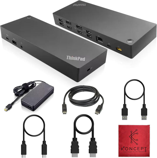 40AF0135US Lenovo Docking Station Dual Monitor - ThinkPad Dock USB-C, USB-A | Dual Monitor Support – Connect multiple displays with 135W Adap TER, HDMI & DisplayPort outputs