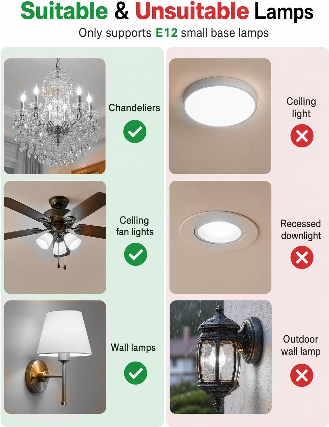 ILC E12 LED Light Bulbs (40w Equivalent) 5W, Color Changing RGB, 5700K Daylight White, Small Base Candelabra Round Light Bulb, A15 Candle Base, 12 Colors 2 Modes Timing with Remote Control (4 Pack)