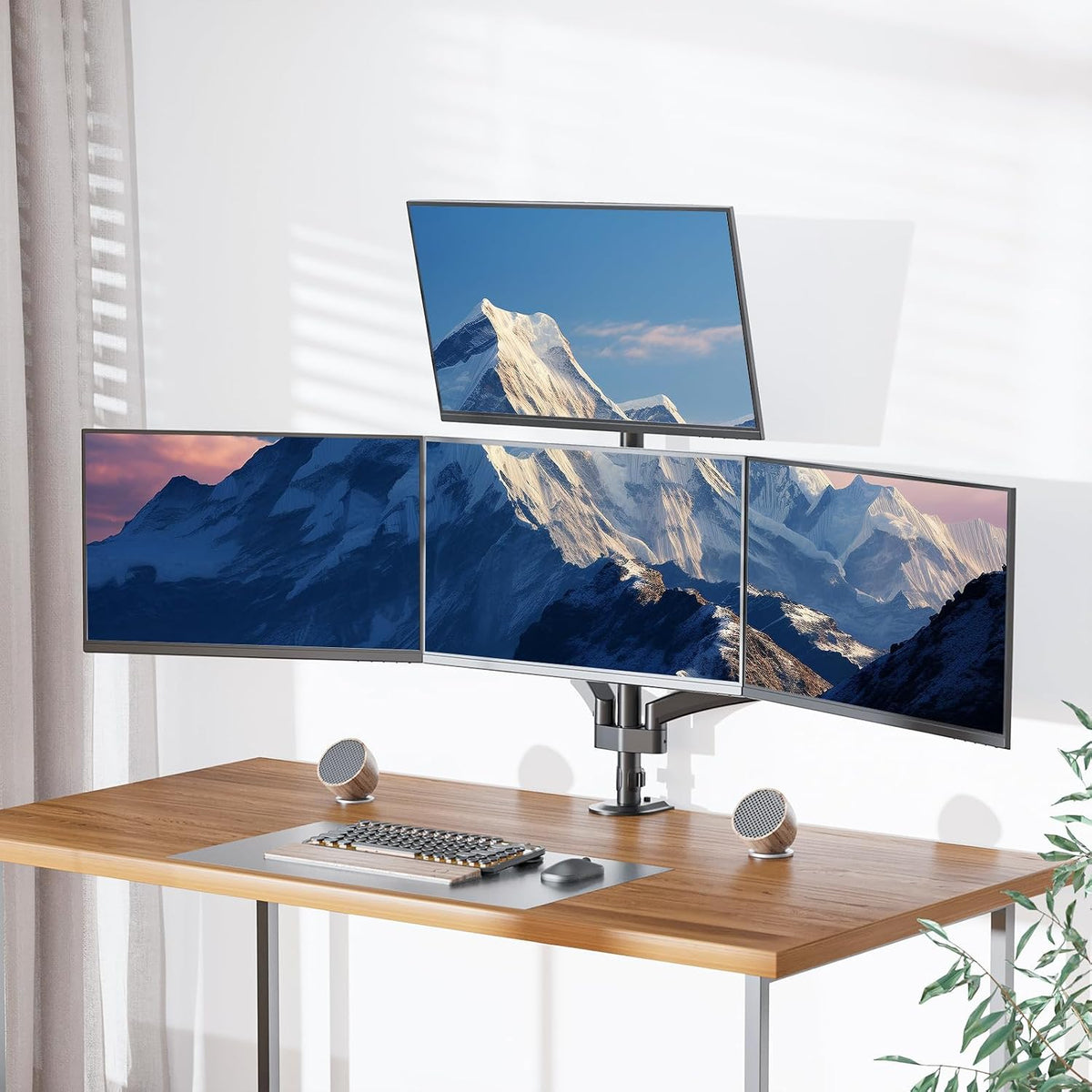 WALI Stacked 4 Monitor Mount for 13-27 inch Screens, 19.8 lbs per Arm