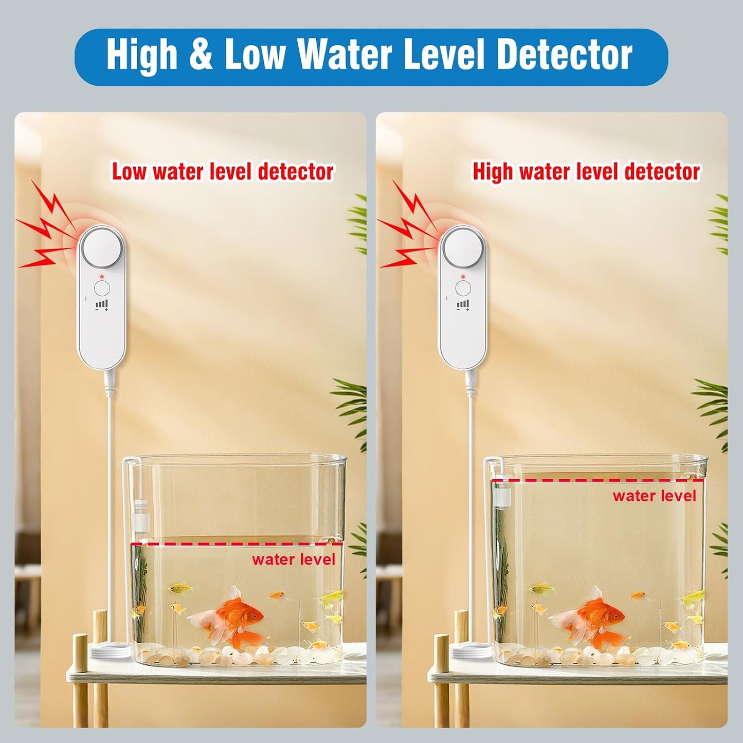 DAYTECH Water Level Sensor, 100 dB High or Low Sump Pump Alarm, 79in Cable | Battery powered, no WiFi required, adjustable volume, low battery reminder, tanks, aquariums, pools and cisterns