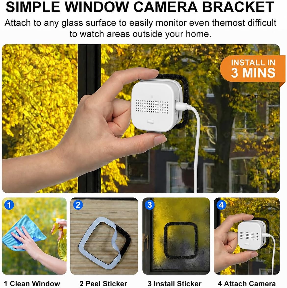 2K Window Camera, Window Cameras for Home Security with Night Vision