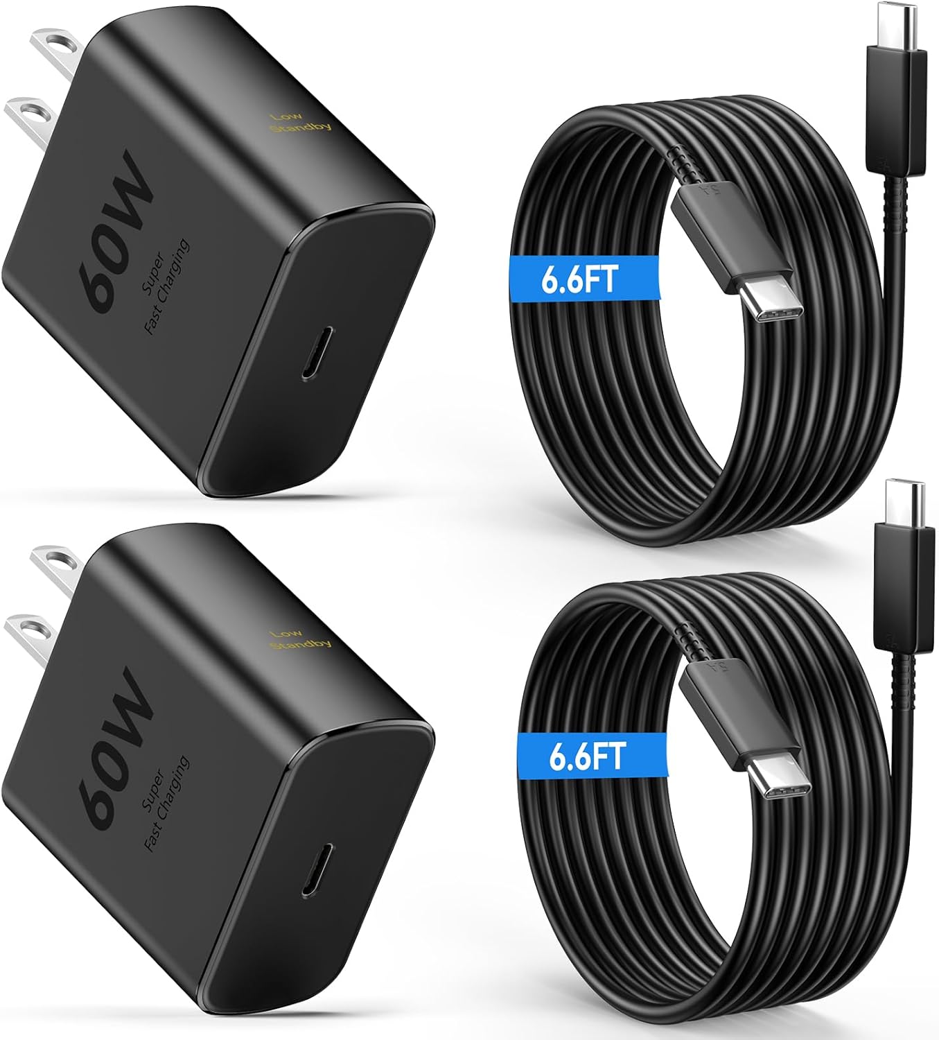 60W USB C Super Fast Charger Type C Android Phone Charger Fast Charging Block with 10ft USB-C to USB-C Cord Compatible with Samsung Galaxy S26 Ultra/S26/S26+/S25/S25 Ultra/S25+/S24, iPhone, iPad