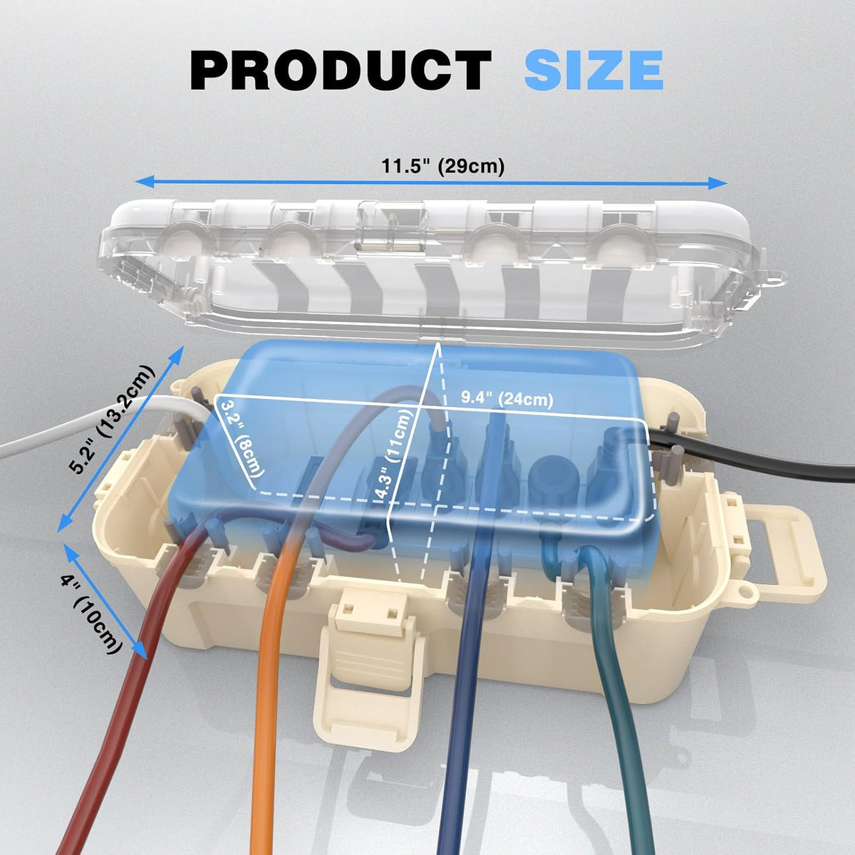 Flemoon Medium IP54 Waterproof Outdoor Electrical Box with Clear Lid
