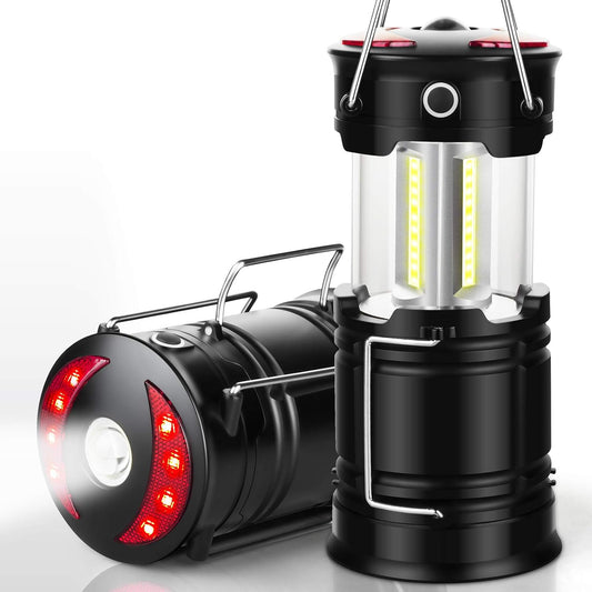 2 Pack Camping Lanterns Camping Essentials Tent Lights Camping Accessories | 2-in-1 Rechargeable Lantern, Hurricane Lights LED Lantern with Flashlight & Magnet Base for Camping, Hiking,Emergency, Outage