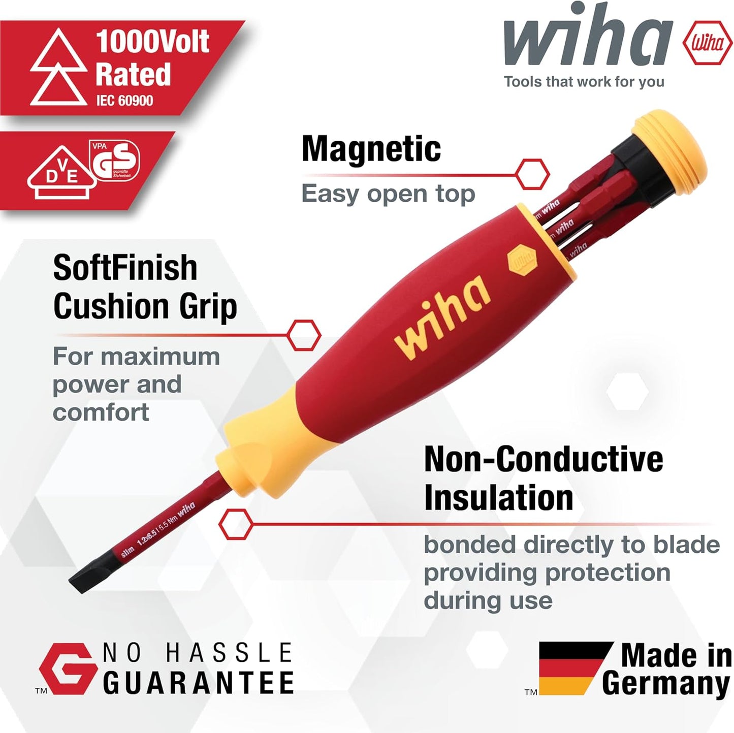 Wiha 28345 6 Piece Insulated SlimLine PocketMax Multi-Driver