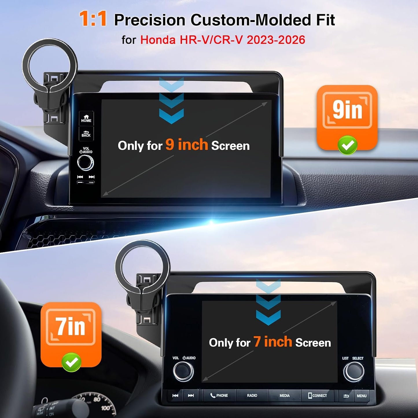 pop-tech Car Phone Holder for Honda CR-V HR-V 2023 2024 2025 2026: for MagSafe Magnetic Cell Phone Mount for HRV CRV Accessories 7/9 inch Screen - Touchscreen Cradles Strong Magnets for iPhone Samsung