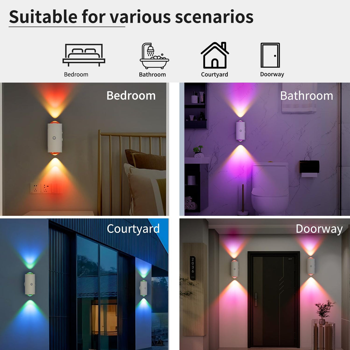 LED Motion Sensor Night Light, 7 Colors Rechargeable Battery Stair Light