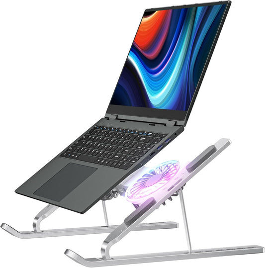 Laptop Stand with Open Cooling Design, Aluminum Notebook Stand with Height Adjustment, 10KG Capacity, for Gaming & Work, 10-17 Inch Compatible