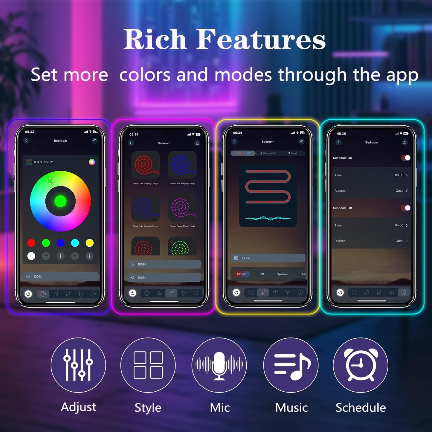 20Ft Neon Rope Lights,Flexible Led Rope Lights Control with App/Remote,Multiple Modes Rope Lights,IP65 Outdoor Waterproof,Music Sync Light Strip for Bedroom