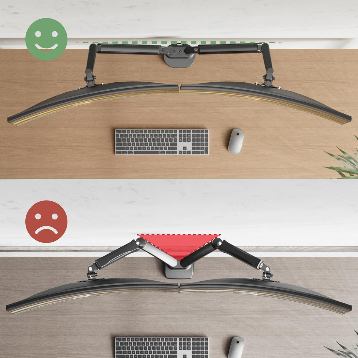 Dual Monitor Stand for Two Ultrawide 13"-34" Flat/Curved Computer Screens