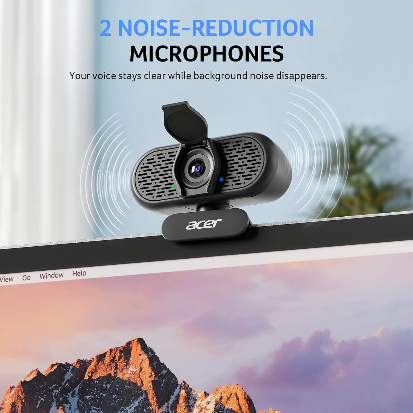 Acer 1080p Webcam USB Plug and Play Webcam for PC with Noise Cancellation Microphones Computer Camera for Desktop Streaming Gaming Online Meeting Wide Angle Privacy Cover A-to-C Adapter Easy Setup