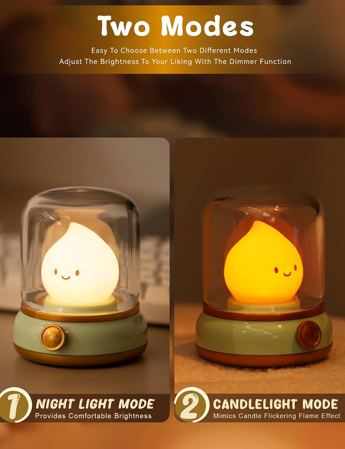WANIDEA Cute Night Light, Kids Night Light with Batteries, Bedroom Decor | Rechargeable, Stepless Dimming, 15min Delayed Shut-off, Kids' Gifts, Desk Lamp