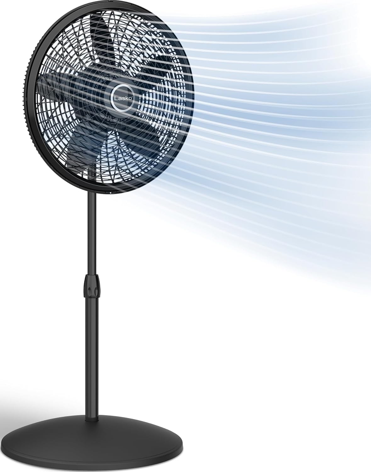 Lasko Pedestal Fan, Oscillating Fan for Bedroom with Adjustable Height and 3 Cooling Speeds, Portable, 18", Black, 1827
