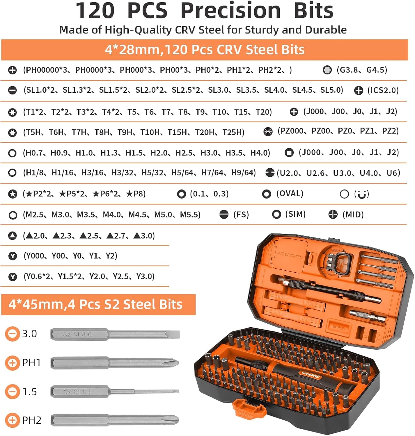 GRENPRO Precision Screwdriver Set 152-in-1, Magnetic Micro Screwdriver Set with Carrying Case, Professional Repair Tool for Laptop, MacBook, PC, Mobile, PS5, Xbox, Glasses, Watches, Jewelry