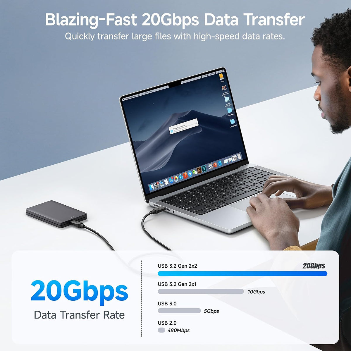 Cable Matters 20Gbps USB C to USB C Monitor Cable, 6ft / 1.8m | [8K@30Hz / 4K@120Hz Video, 240W Charging, 20Gbps Data Transfer] Works with CarPlay and Android Auto
