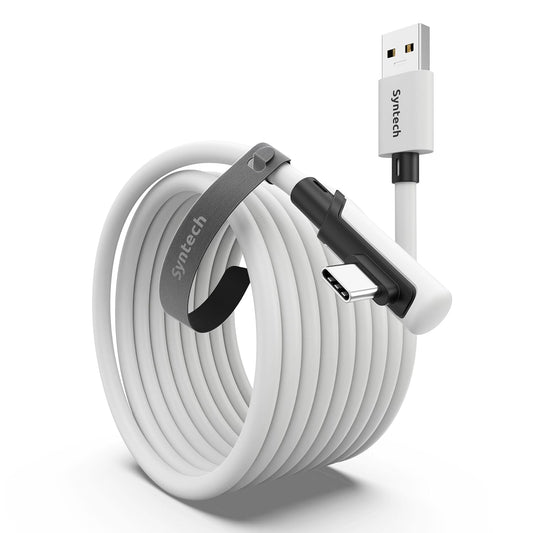 Syntech Link Cable 16FT, USB 3.0 to USB Cable for Meta Quest 3/3S/2, Pico 4 | USB 3.0 High Speed with up to 5Gbps Data Transfer for PCVR and SteamVR Gaming, Reinforced L-Shaped USB-C Connector
