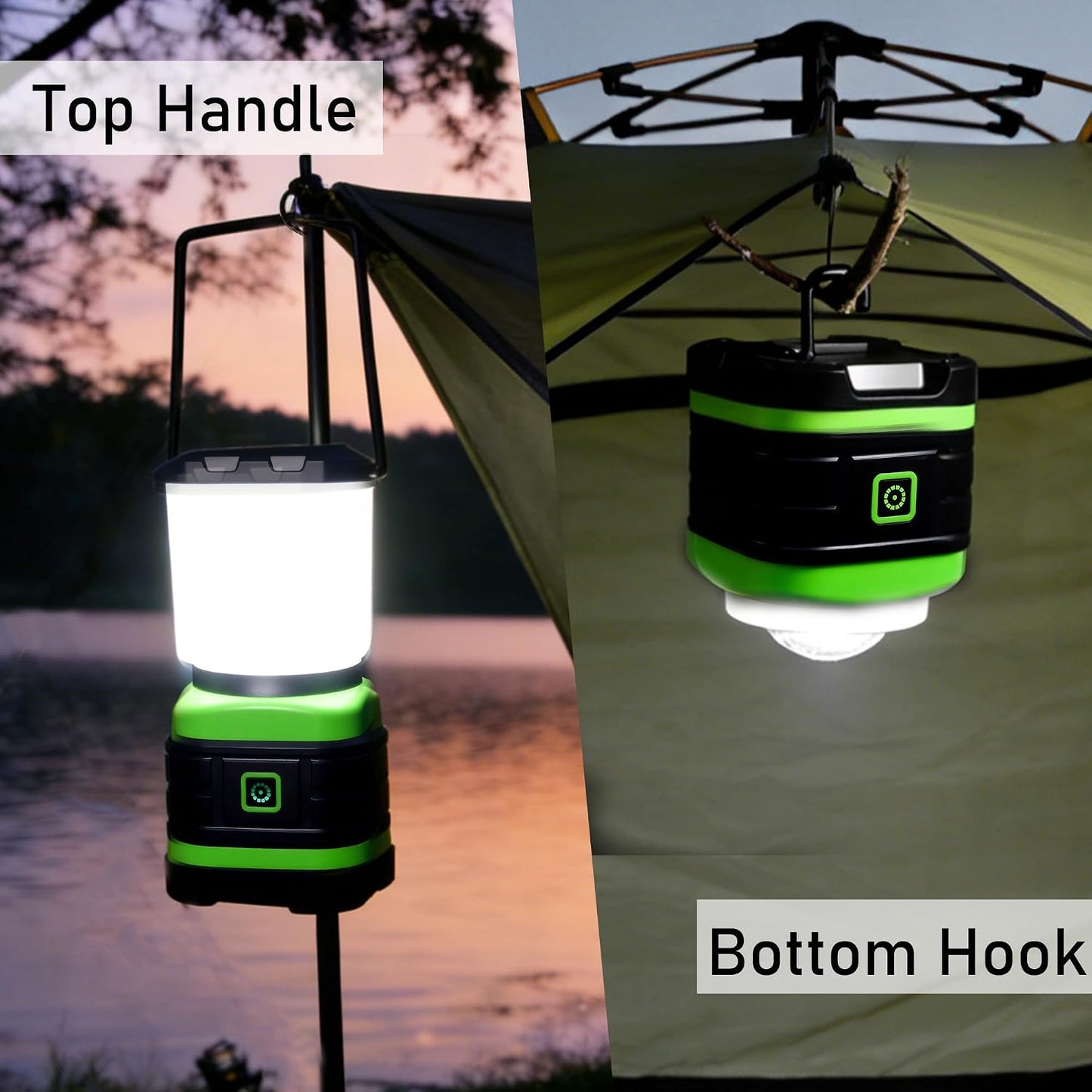 Lichamp LED Camping Lantern, Battery Powered LED Lights Camping Essentials, Portable Lanterns Flishlights for Emergency, Hurricanes, Outdoor Hiking, Power Outages, Survival Gear and Home Use, 2 Pack
