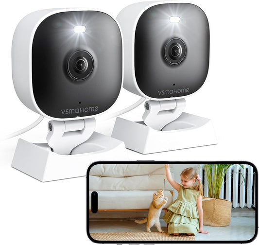 2K Cameras for Home Security Indoor/Outdoor,Inside Cameras for House/Baby/Elder/Pet,Wifi Camera,Plug&Play,Color Night Vision,2-Way Audio 24/7 Record,Support Cloud/Memory Card(Not Included),6.56ft Wire