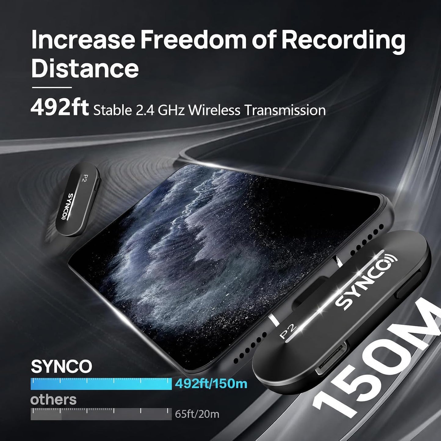 SYNCO 2 Mics Wireless Lavalier Microphone, USB-C Wireless Microphones for iPhone 15, Andriod Phone, P2XT Professional Lapel Mics for Tiktok, YouTube, Streaming, Vlog Video Recording, Type-C Devices