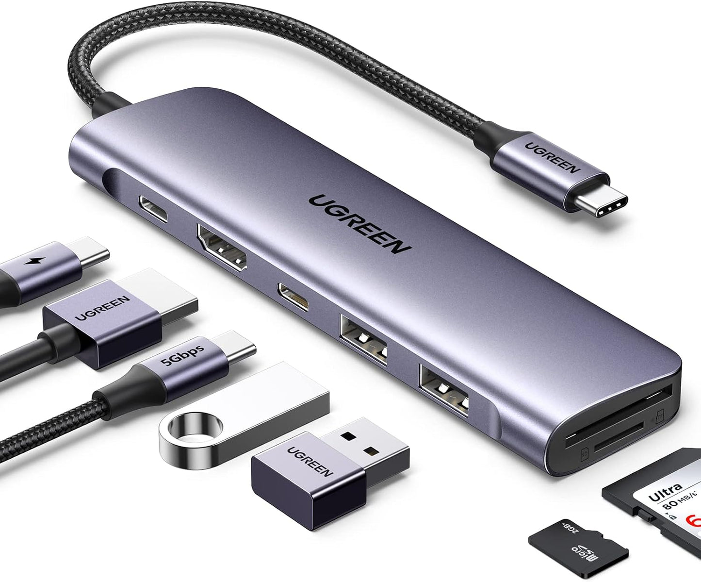 UGREEN USB C Hub for Laptop Revodok 7 in 1 Dock 4K HDMI to USB C Adapter | 100W PD Charging, USB-C & 2 USB-A 5Gbps Data Ports, SD/TF Card Reader for MacBook Neo/Pro/Air, iPad Pro, XPS, Thinkpad