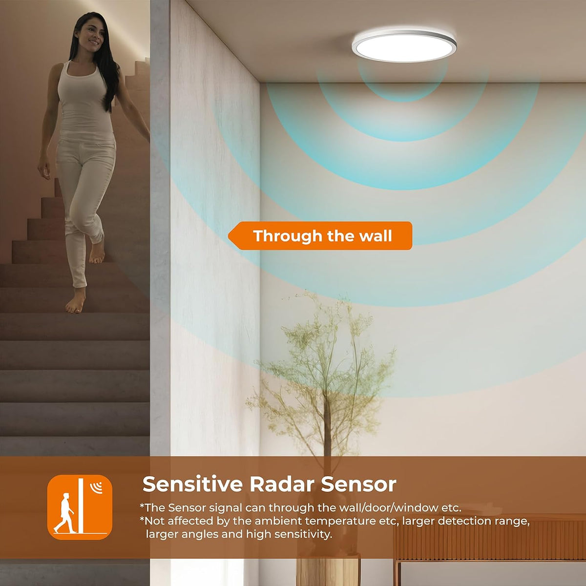 Matane Motion Sensor LED Ceiling Light with Remote, 12 Inch Wired Flush Mount Light 3000K 4000K 5000K, 2400LM Dimmable Motion Sensor Light Indoor for Closet Hallway Laundry Stairs White New Version