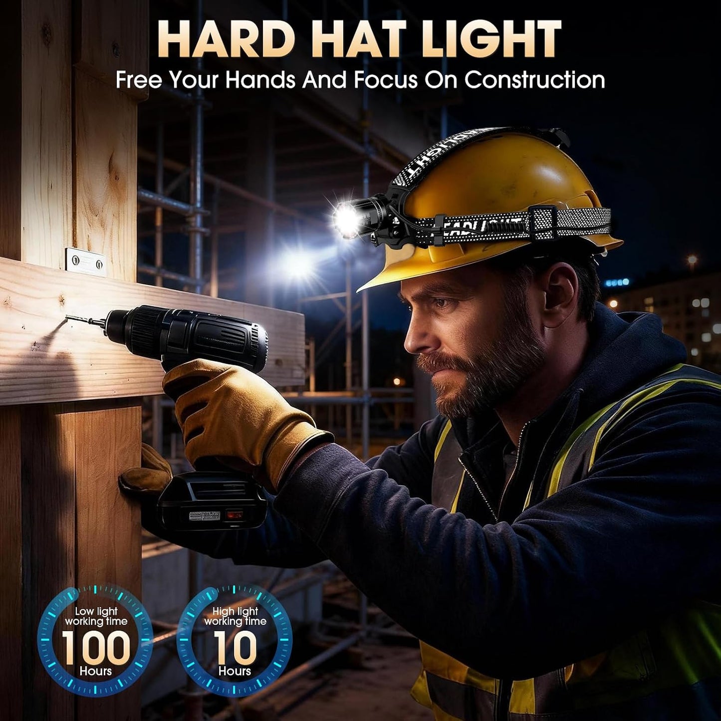ATDOALL Super Bright LED Headlamp, High Lumen Rechargeable Head Lamp with Motion Sensor, 5 Modes, IPX5 Waterproof, 90° Adjustable, Zoomable Head Lights for Adults, Hard Hat, Outdoor, Camping