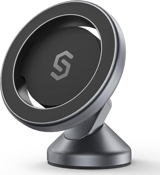 SYNCWIRE MagSafe Car Mount, Adjustable Magnetic Phone Holder, Space Gray | 360° Rotating Strong Magnet Phone Mount with 3M VHB Adhesive, Compatible with iPhone 17/16/15/14/13/12 & MagSafe Cases