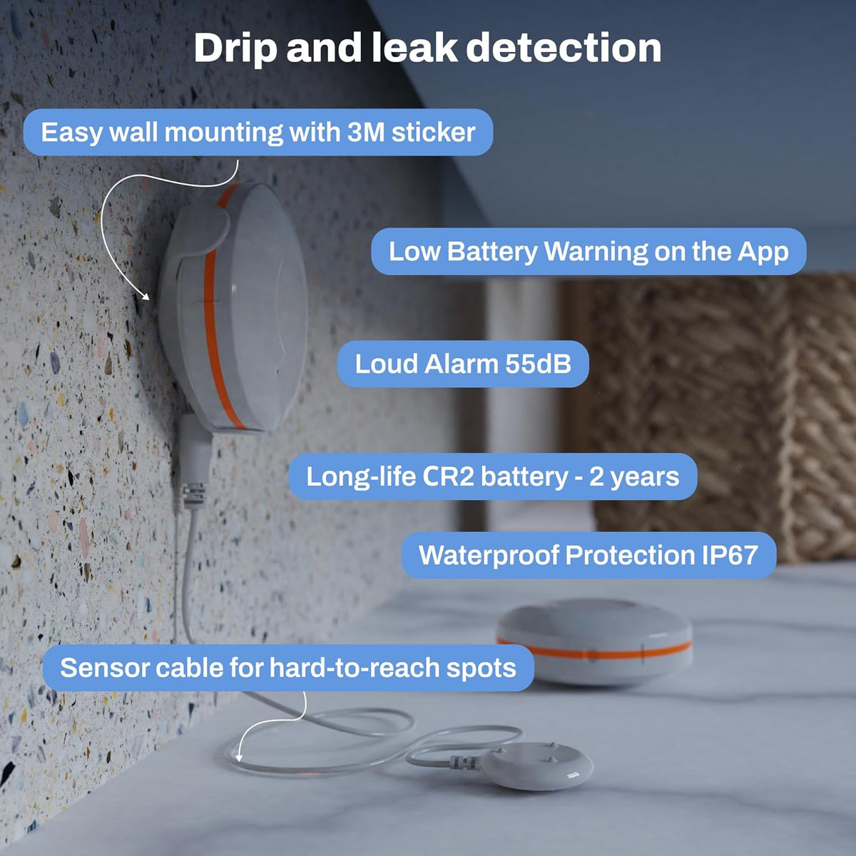 Zigbee 3.0 Water Leak Detection Starter Kit - 1 Water Leak Sensor & Zigbee Hub, Instant Alerts, 24/7 Protection, Compatible with Alexa, Google Assistant, HomeKit, and Tuya Smart Devices