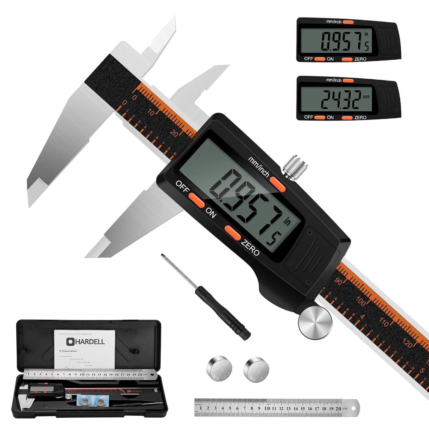 HARDELL Digital Caliper 6 Inch Large LCD Screen Calipers Measuring Tool | Auto-Off Feature, Inch/Millimeter Conversion, Electronic Vernier Caliper Micrometer for Jewelers/Woodworkers/DIY