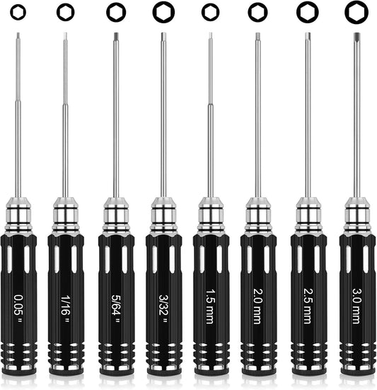 RC Tool Kit,Hex Screwdriver w/3/23",5/64",1/16",0.05",1.5/2.0/2.5/3.0mm | 8 Pcs Hexagon Allen Precision Screwdriver Set Compatible with Traxxas Arrma RC Cars RC Model Car Helicopter