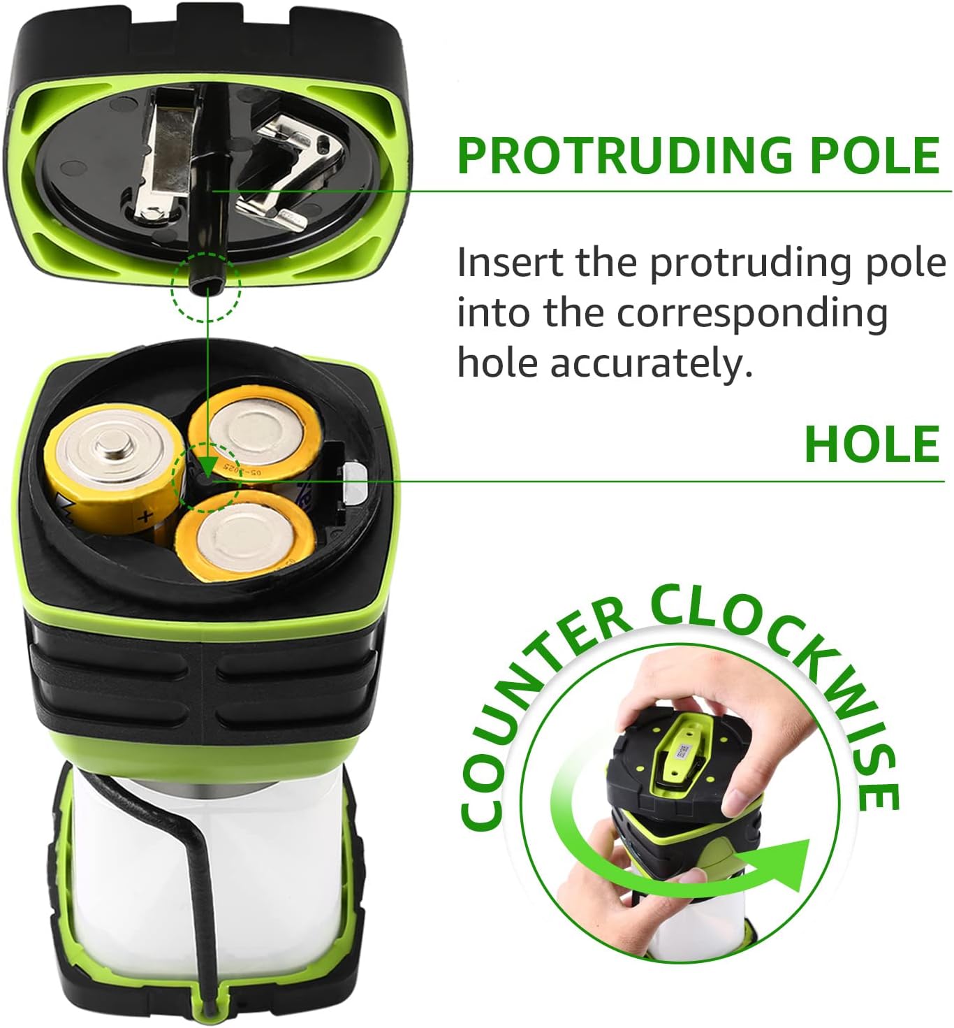 Lepro 1000LM Battery Powered LED Camping Lantern with 4 Light Modes, Green | Tent Light, Camping Essentials, Waterproof Lantern Flashlight for Camping, Emergency Light, Power Outages, Not Rechargeable