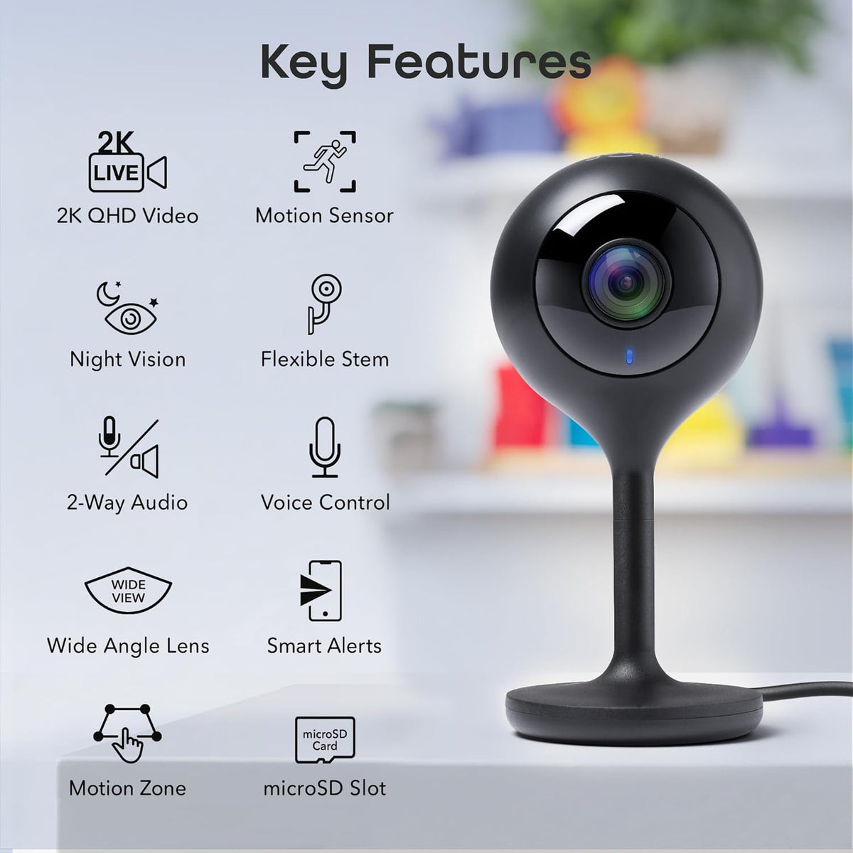 Geeni Look 2K 4MP Smart Indoor Security Camera, 1440p Ultra HD, 2-Pack