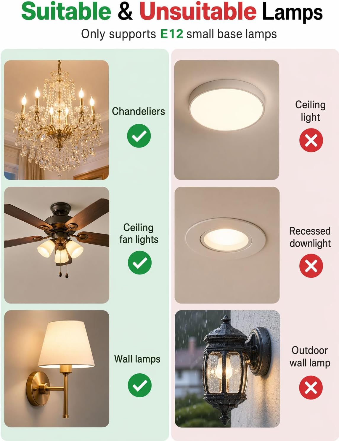 ILC E12 LED Light Bulbs (40w Equivalent) 5W, Color Changing RGB, A15 Small Base Candelabra Round Light Bulb, Candle Base, 2700K Warm White 12 Colors 2 Modes Timing with Remote Control (4 Pack)