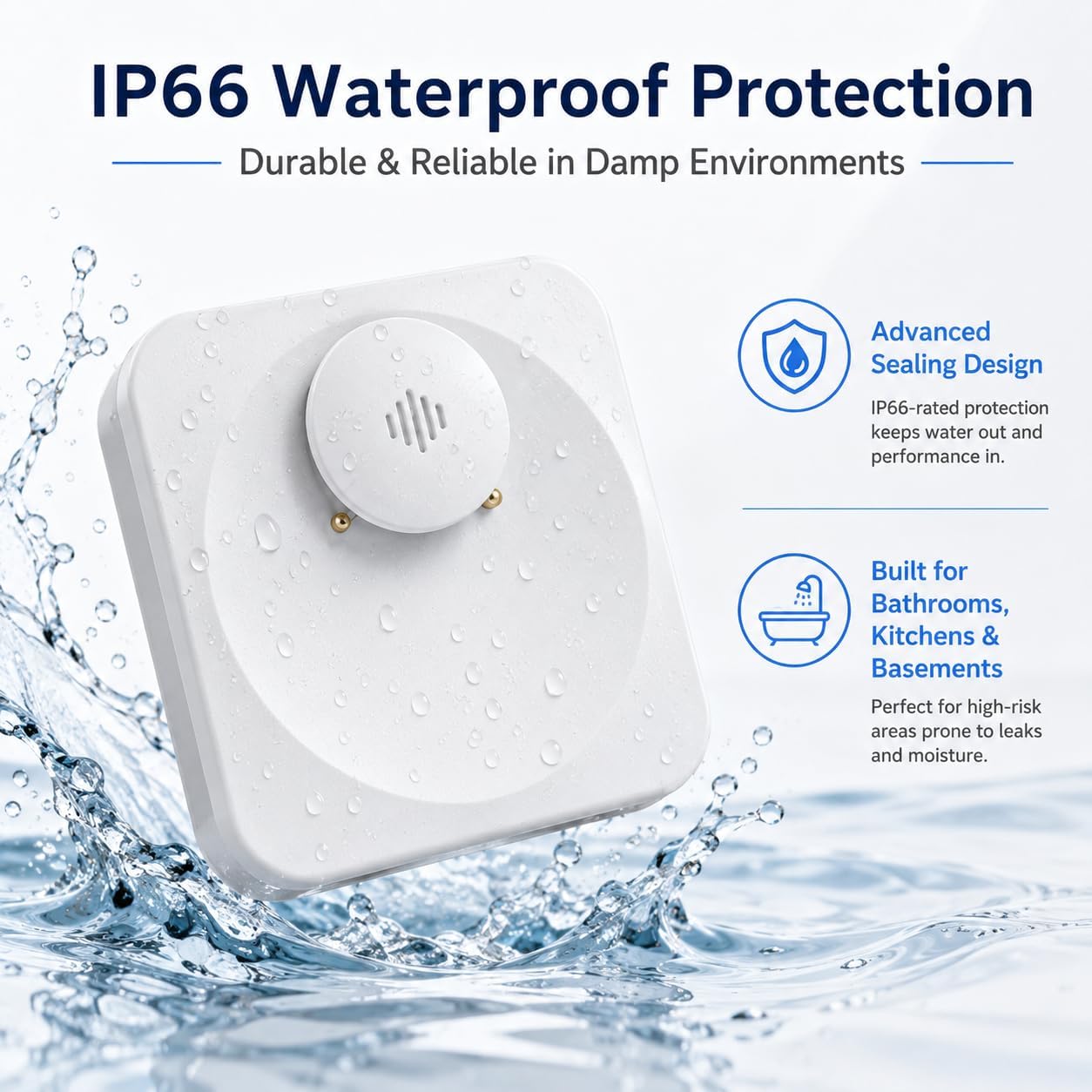 Water Leak Detector for Home, WiFi Remote Checking Smart Water Leak Alarm and Drip Alert Sensor, Email and APP Push Alert, Suitable for Home, Kitchen, Bathroom, Basement